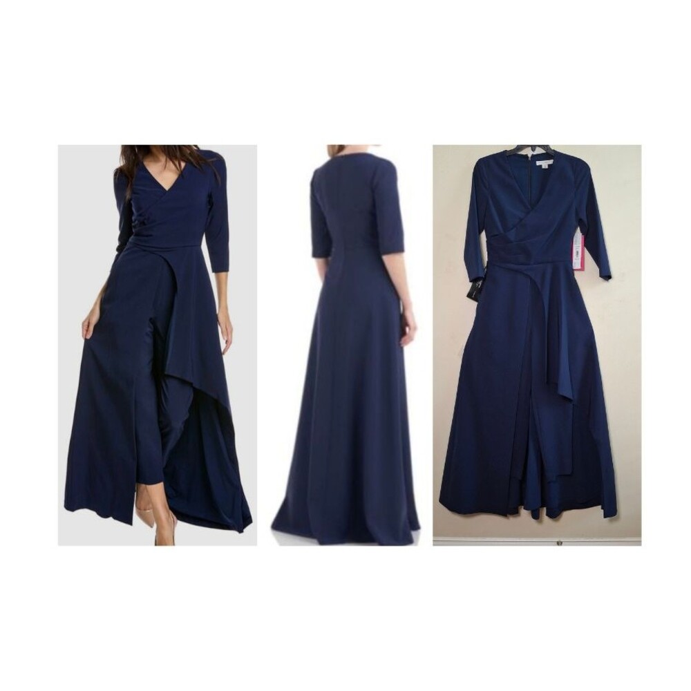 NEW Kay Unger Gina Romper Navy Women 0 Walk Thru Jumpsuit Dress Formal Cocktail